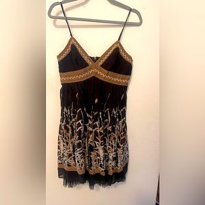 BCBG Max Azria Brown Floral Dress 8P NWOT